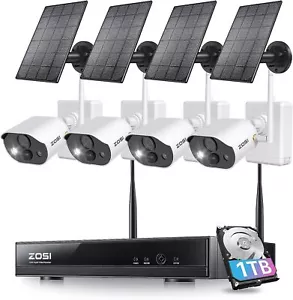 ZOSI 8CH 2K 3MP Solar Powered Battery Wireless Security Camera System 1TB Audio - Picture 1 of 9