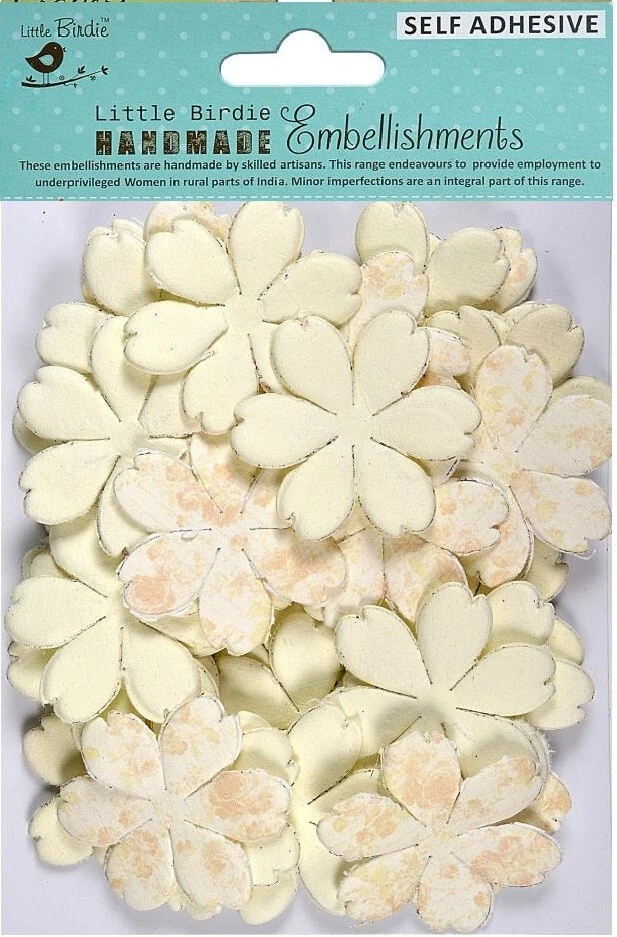 Flores de papel 3D hechas a mano, ramo SHABBY CHIC, marfil, paquete de 24 - Little Birdie Foto 1 de 1