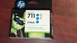 Original HP 711 Tintenpatronen Cyan 3er Pack T120 T520 CZ134A datiert 2026 - Bild 1 von 4