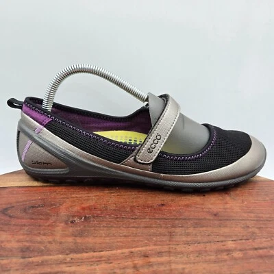 Женские туфли Ecco Biom Mary Jane 40/9 серебристые черные комфортные туфли на плоской подошве мокасины - Изображение 1 из 4