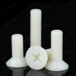 M2 M2,5 M3 M4 M5 M6 M8 Viti a testa piatta in plastica bianca nylon Phillips - Foto 1 di 4
