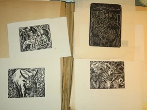 att. CLÉMENT-SERVEAU (1886-1972) LOT 11 GRAVURES BOIS ANIMAUX CHEVAUX ART DECO - Imagen 1 de 11