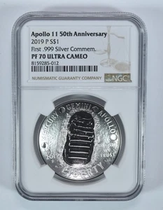 2019-P Apollo 11 50th Anniversary Commemorative Silver Dollar PF70 NGC *6921 - Picture 1 of 5