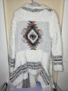Northern Angel weißer Pullover Azteken flauschige Strickjacke Größe Medium Western Damen - Bild 1 von 12