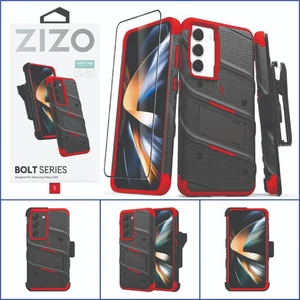 Samsung Galaxy S23 Zizo Bolt Black/Red Tough Case & Screen Protector - Picture 1 of 6