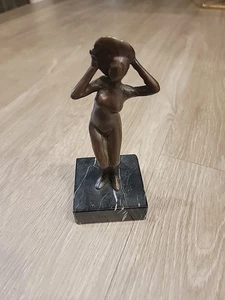 7" Bronce Arte Escultura Bailando Mujer Desnuda Dama Estatua Base Mármol - Imagen 1 de 9
