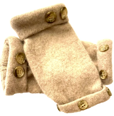 GUANTES SIN DEDOS MARRÓN CAQUI TOSTADO 100% CACHEMIR S M L OS GUANTES CALENTADORES DE BRAZOS PUÑO Foto 1 de 2