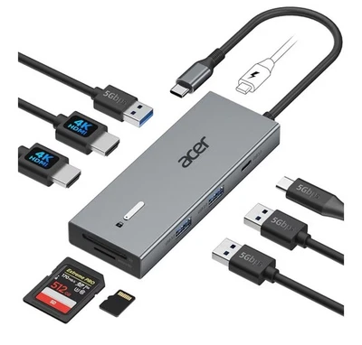 Acer USB C Docking Station Dual Monitor with 2 HDMI, 9-In-1 Laptop Docking Stati - Image 1 of 4
