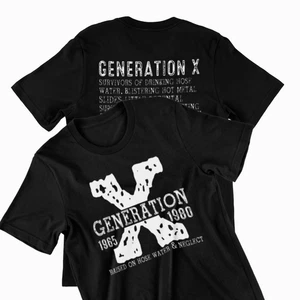 Generation X Graphic T-Shirt, Front and Back Design, Black 2XL, 1965-1980 - Picture 1 of 3