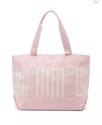 NEW Victoria’s Secret Tote Bag Beach 2025 Summer Weekender Iconic Pink Stripe - Image 1 of 2