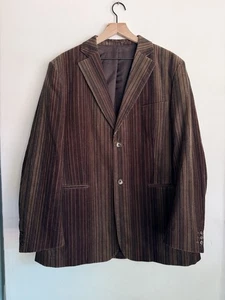Selected Homme Y2K Brown Corduroy Striped Blazer Jacket XXL Indie Sleaze EU 56 - Picture 1 of 10