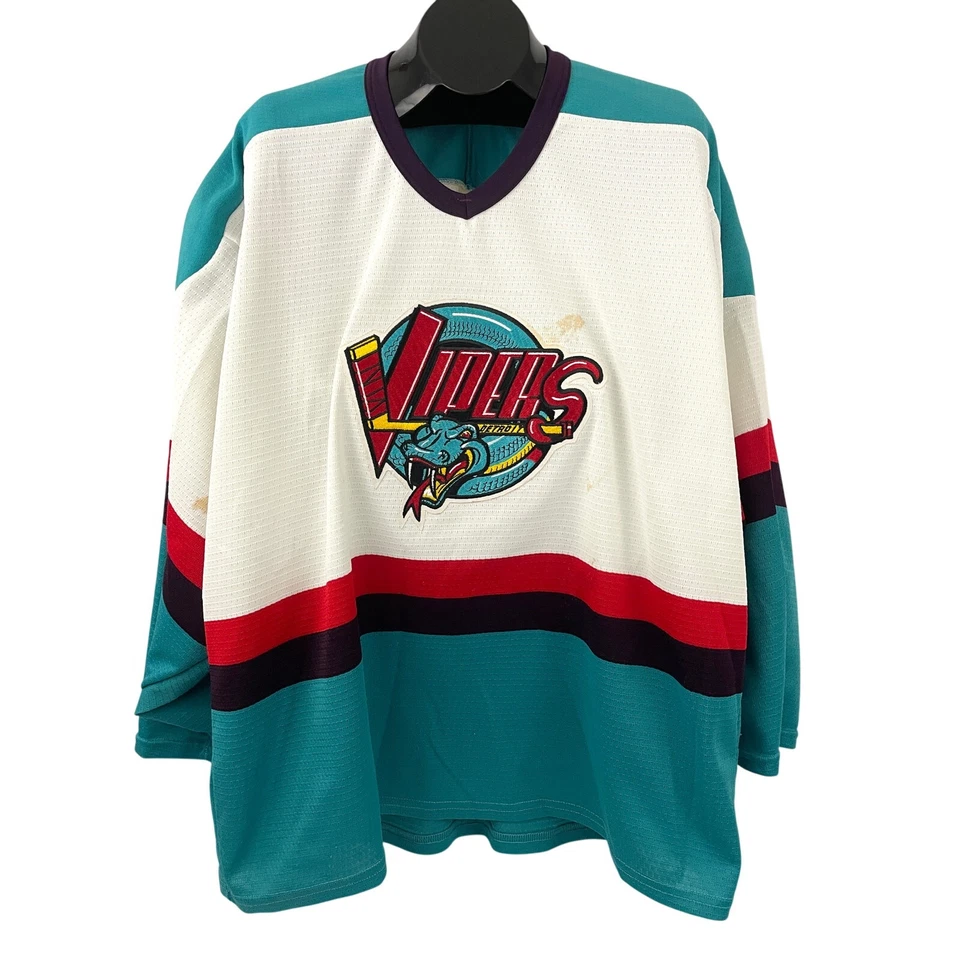 VTG Detroit Vipers Bauer Hockey Jersey IHL Large Men's H.W. Canada White - Image 1 of 4