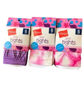 3- Hanes Girls Footless Cool Fashion Tights Size SMALL - Weight 36-54lbs Pink - Picture 1 of 3