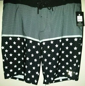 Pantalones cortos de tabla para hombre Hurley *ESTRELLAS Y RAYAS* 20"" talla 38 negros/grises ¡NUEVOS! - Imagen 1 de 12