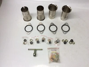 4x Weber 45 DCOE Trompeten 4x MISAB 8x weiche Unterlegscheiben 1x T-Stück 1x Mittelgestänge - Bild 1 von 2