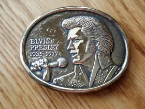 HEBILLA DE CINTURÓN DE BRONCE DE COLECCIÓN ELVIS PRESLEY 1935-1977 PRIMERA EDICIÓN MUSICAL 1977 - Imagen 1 de 1