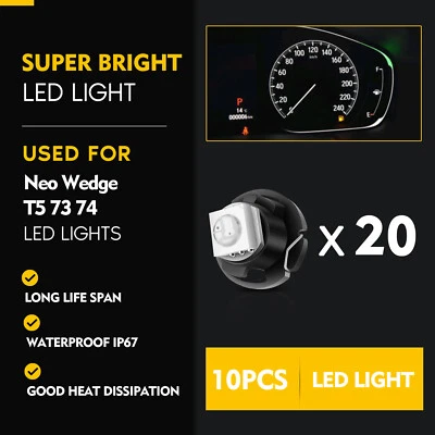 20x White T5/T4.7 Neo Wedge 1SMD LED  Dash A/C Climate Control Bulbs For Dodge - Image 1 of 4