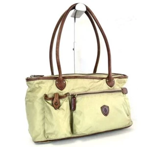 FELISI AUTHENTIC Nylon x Leather Tote Bag Yellow handle height 26 used womens - Picture 1 of 8