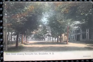 CARTOLINA Broadalbin NY Main Street Kennyetto Inn New York 1907 colorata a mano - Foto 1 di 2