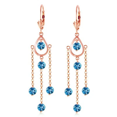 14K. PENDIENTE CANDELABROS ORO CON TOPACIO AZUL (Oro Rosa) Foto 1 de 4