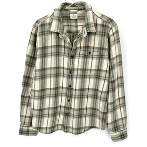 Marine Layer Cole Textured Twill Shirt Mens L Neutral Plaid Flannel Button Up - Picture 1 of 11