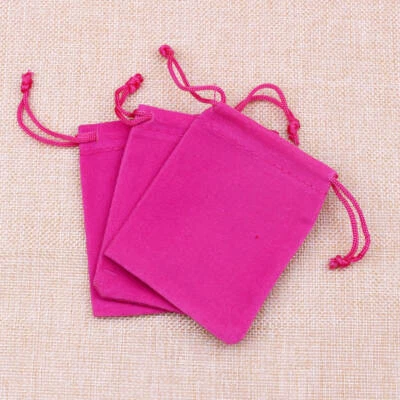 10 PACK VELVET BAGS 4" x 3.5" 派对婚礼礼物珠宝抽绳软袋 — 第 1/4 张图片