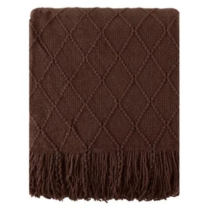 Dark Brown Throw Blanket 50"x60" Chocolate Knit Couch Bed Decor Cozy - Picture 1 of 9