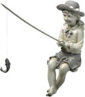 Statue de jardin de pêche EU9305 grande prise pêcheuse fille, 11 pouces