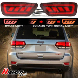 For Jeep Grand Cherokee 2011-2021 2X Tail Rear Bumper Brake Turn Signal Lamp Red - Picture 1 of 8