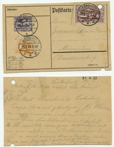 16268 - Oberschlesien - Postkarte - Leobschütz 29.5.1922 nach München - Imagen 1 de 1