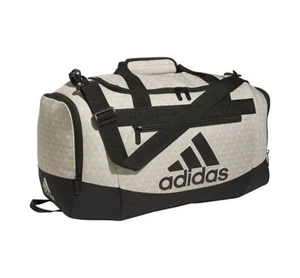 NEW ADIDAS DEFENDER IV SMALL DUFFEL GYM BAG MINI MONOGRAM WONDER BEIGE - Picture 1 of 1