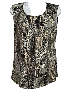 Alfani Tank Top Woman Med Feather Print Sequin Party Wedding Festival - Image 1 of 4