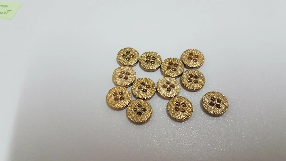 0026 Buttons For Sewing/Craft 12 pcs  new gold flat 10mm 4 hole - Image 1 of 1