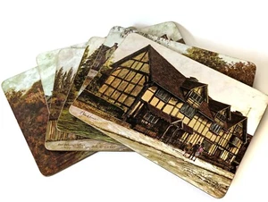 Shakespeare Country Placemats Clover Leaf England Cottage UK Landscape Vintage - Picture 1 of 12