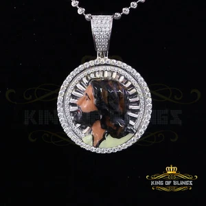Colgante blanco Jesús esmaltado plata 925 de 1,50 pulgadas moissanita 3,00 quilates para él/ella - Imagen 1 de 9