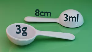 Cuchara medidora 3 g, 3 gramos o 3 ml plástico alimentos para hornear medicina en polvo veterinario - Imagen 1 de 2