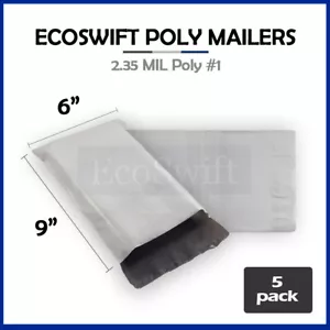 5 6 x 8 ECOSWIFT WHITE POLY MAILERS SHIPPING ENVELOPES SELF SEAL BAGS 2.35MIL - Picture 1 of 5