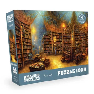 AMAZING PUZZLES 1000 Piece Jigsaw Puzzle 19x27in with Poster - Mystical Library - Picture 1 of 4