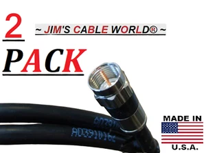 6" Inch 2 Pack Of JIMS CABLE WORLD RG6 75Ω Digital HD Quality Coax Coaxial Cable - Picture 1 of 13