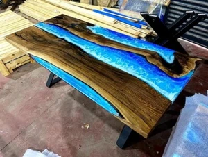 Handmade Ocean Waves Epoxy Dining Table Top for Home, Coffee Table, Center Table - Picture 1 of 6