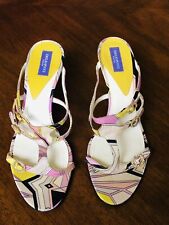 EMILIO PUCCI Firenze sandals Heels 37.5 Multicolor Made In Italy Fabric Leather