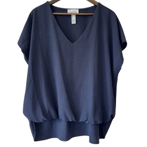 Joseph Ribkoff marineblau V-Ausschnitt Dolmanärmel drapiert High-Low Bluse Gr. 12 - Bild 1 von 11
