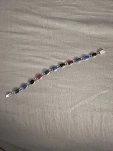 QVC Artisan Crafted Silver Stone Cabochon Tennis Bracelet - Picture 1 of 4