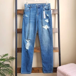 Tractr Girl's Mid Washed Ripped Straight High Rise Weekender Jeans Youth Size 16 - Picture 1 of 5