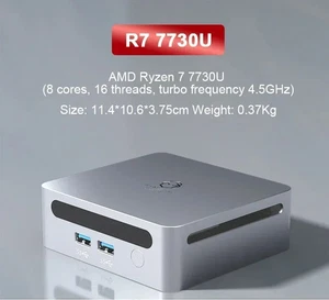 Ryzen 7 7730U 7530U 7330U MINI PC WIFI6 BT5.2 Dual DDR4 3200MHz 16GB 500GB NVME - Picture 1 of 20