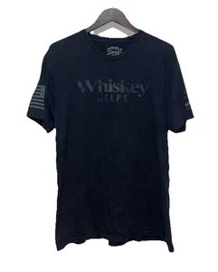 Grunt Style“Whiskey Helps” Men’s XXL Black T-shirt Military Patriotic Soldier - Picture 1 of 8