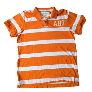 Aeropostale Rugby Polo orange weiß gestreift Poloshirt A87 Jungen XL TG - Bild 1 von 7