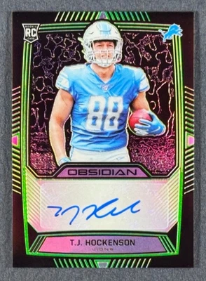 2019 Panini Obsidian T.J. Hockenson novato autografado verde/50 RC autógrafo leões - Imagem 1 de 3