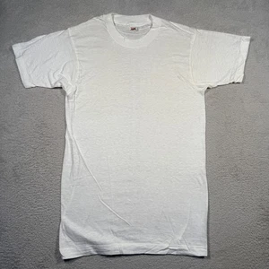 Vintage Deadstock Fruit of the Loom Blank White Tee Mens Single Stitch USA Made - Picture 1 of 5