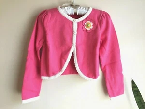 NWT Gymboree S(5-6) Growing Flowers Pink & White Cropped Cardigan Shrug Sweater - Picture 1 of 4